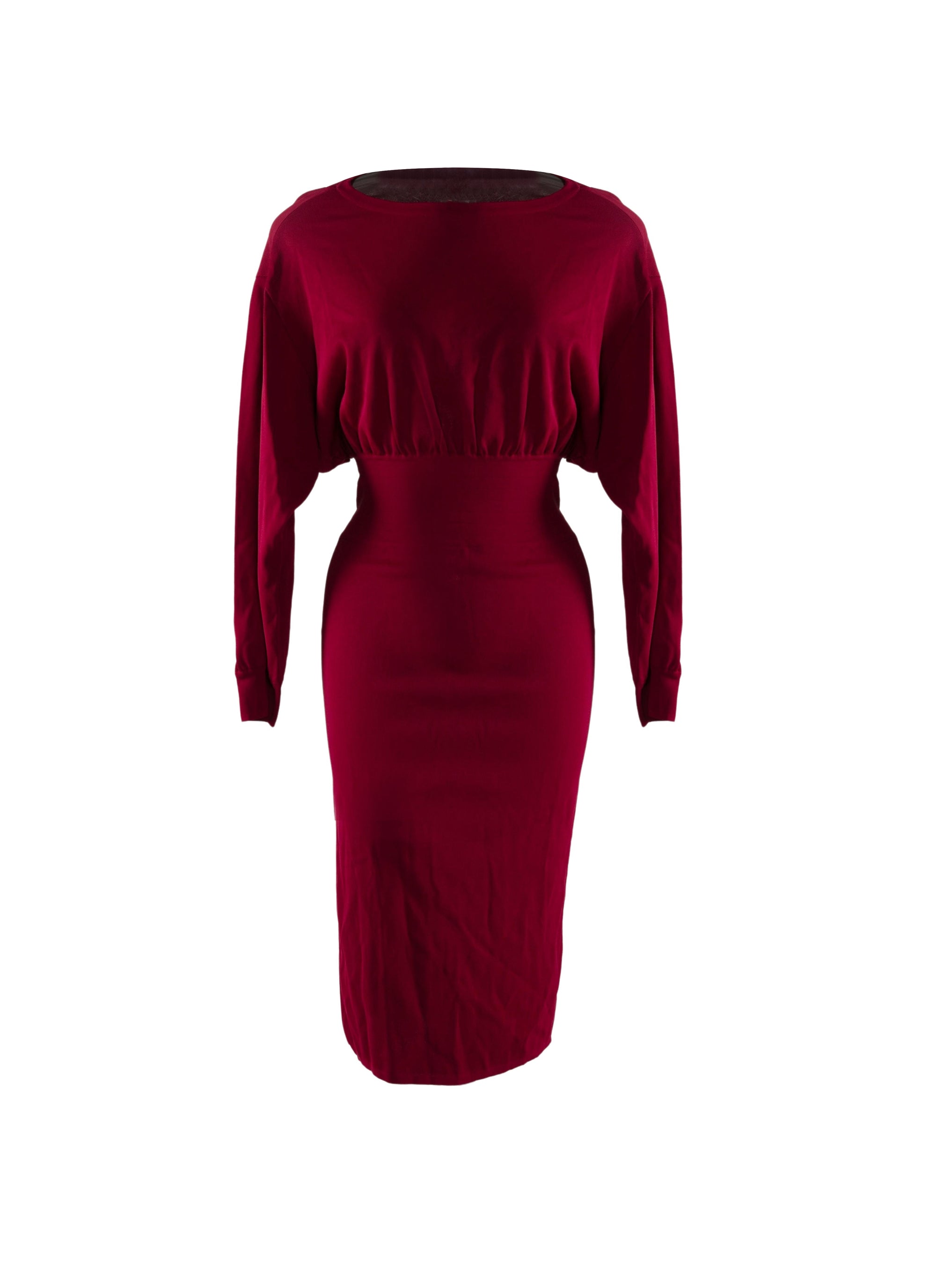 Robe à manches longues cintrée à la taille - Magenta