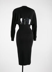 Long-sleeved dress with cinched waist - Black