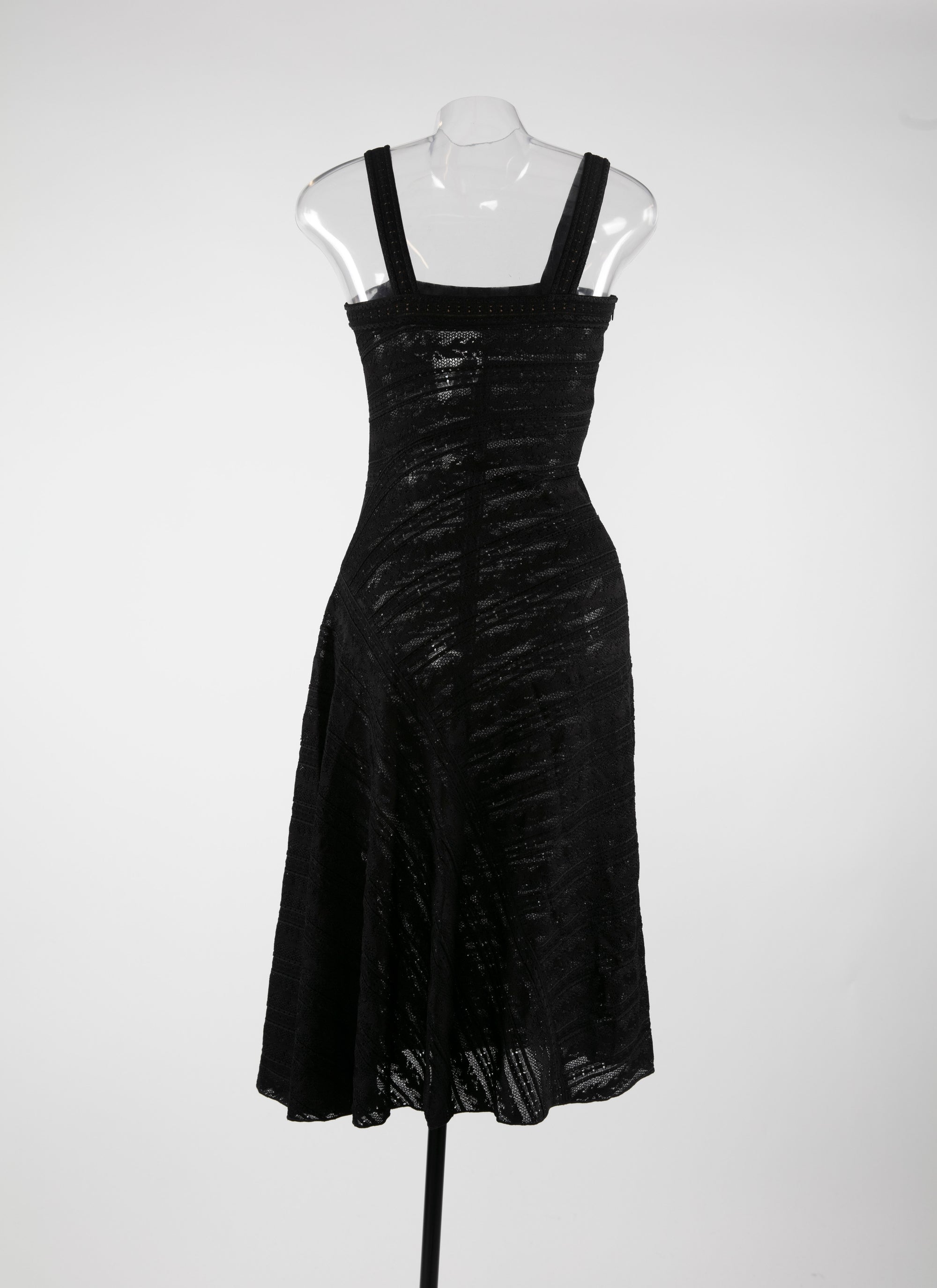 Sleeveless square neck dress - Black intense