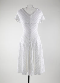 V-neck lace dress - White