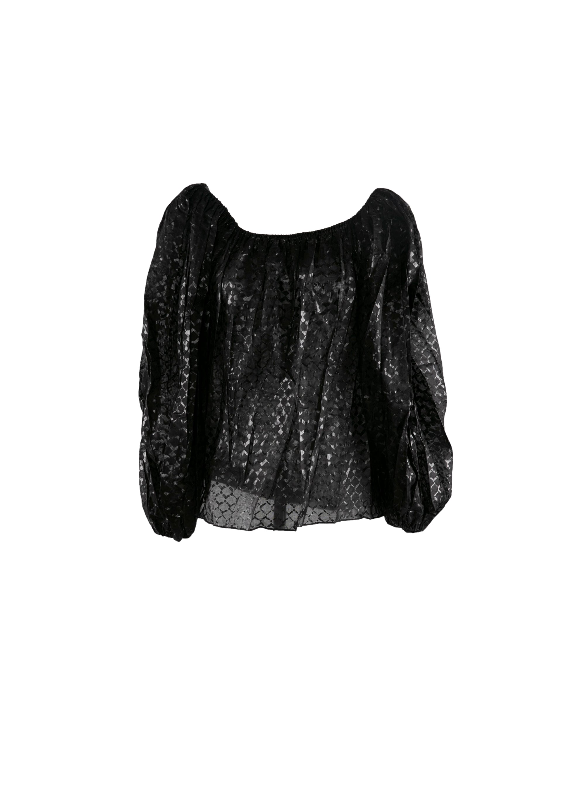 Loose-fitting blouse with pleated texture - Black intense