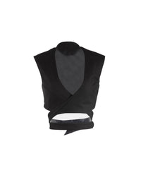 Belted cross-over top - Black