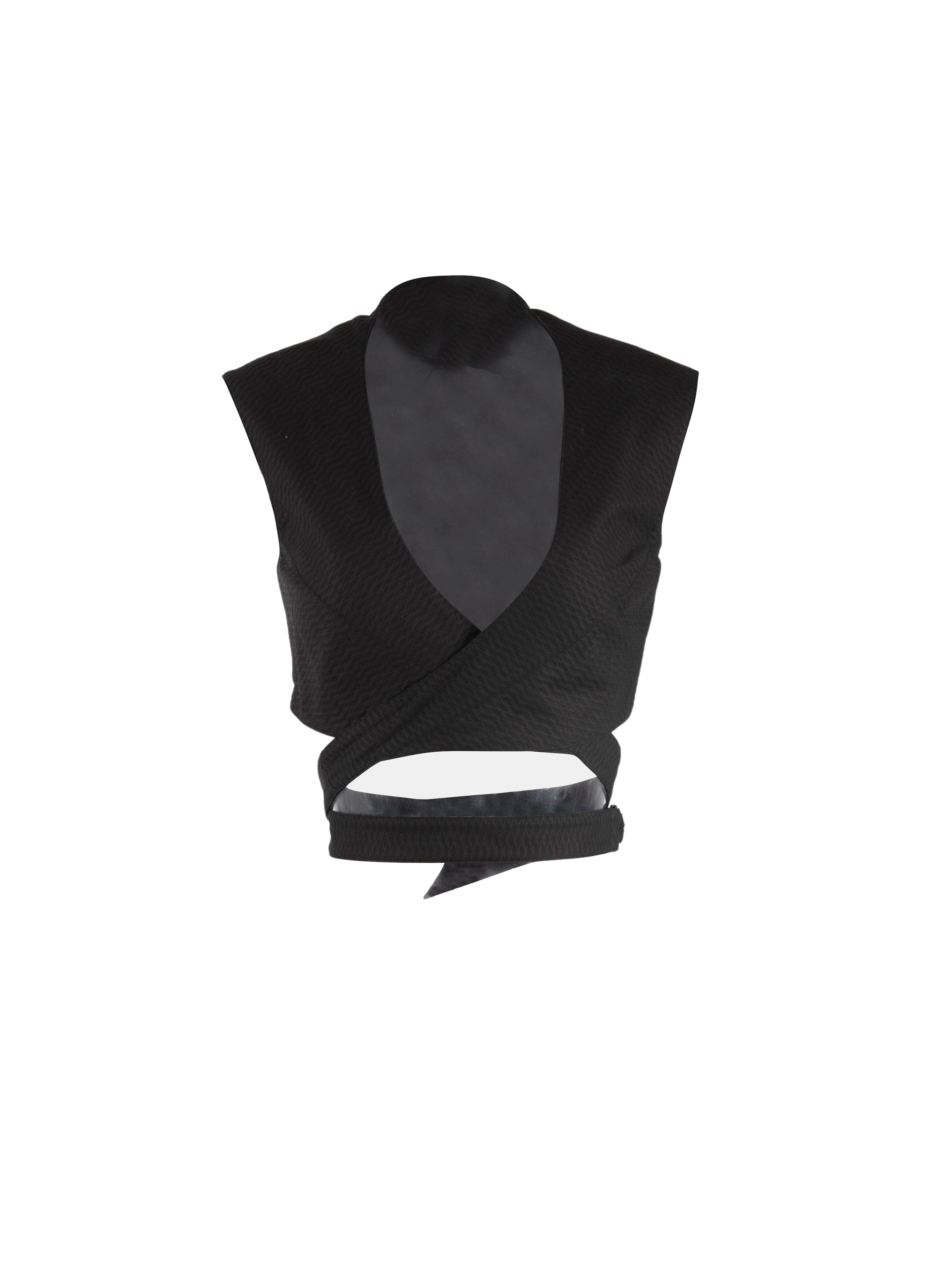 Belted cross-over top - Black