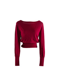 Long-sleeved boat-neck jumper - Magenta