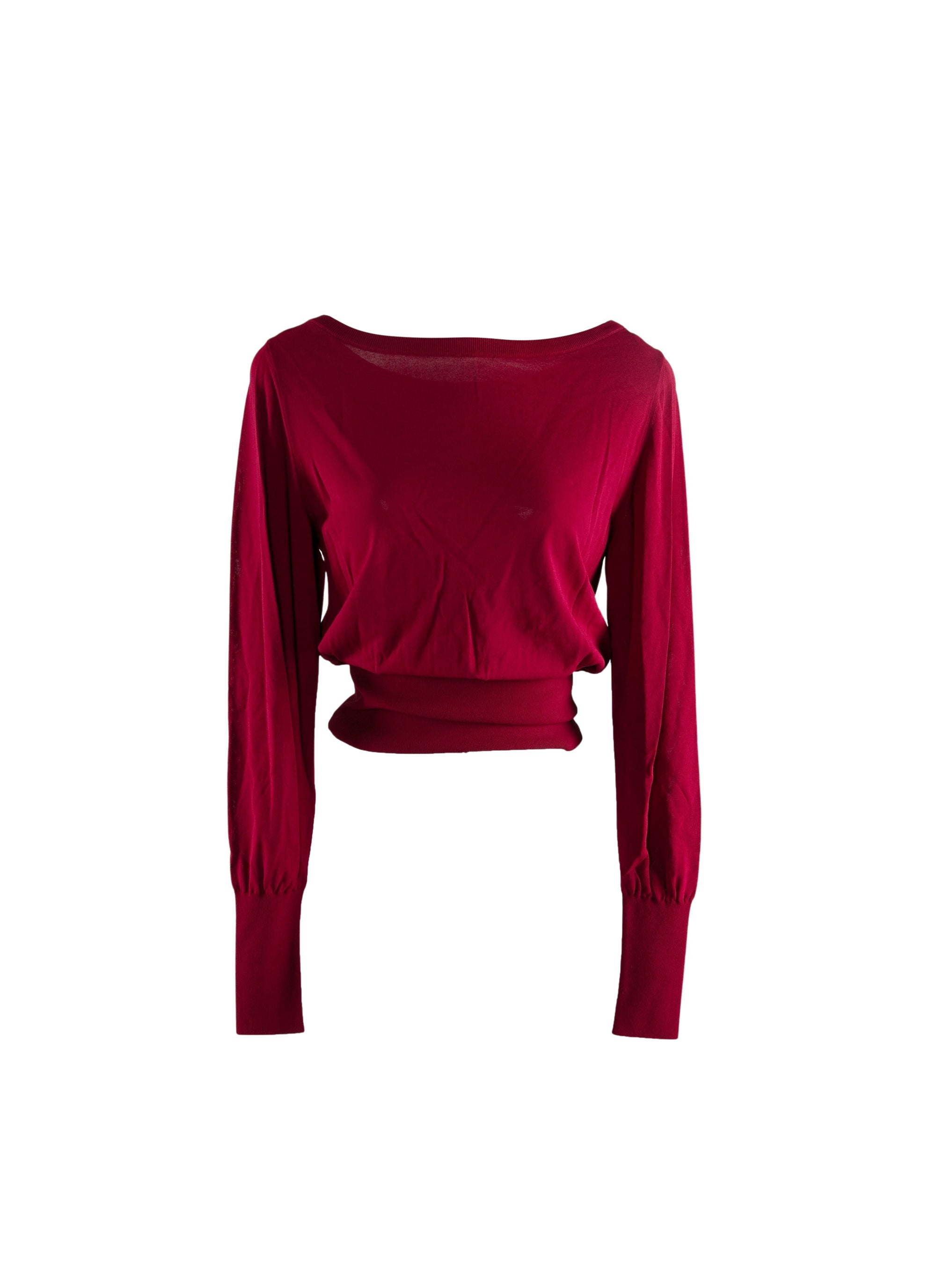 Long-sleeved boat-neck jumper - Magenta