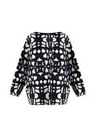 Oversized knitted cheetah jumper - Blue