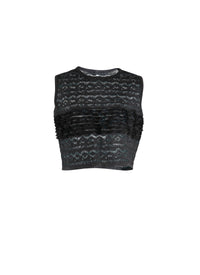 Ruffled sleeveless top - Black & Blue
