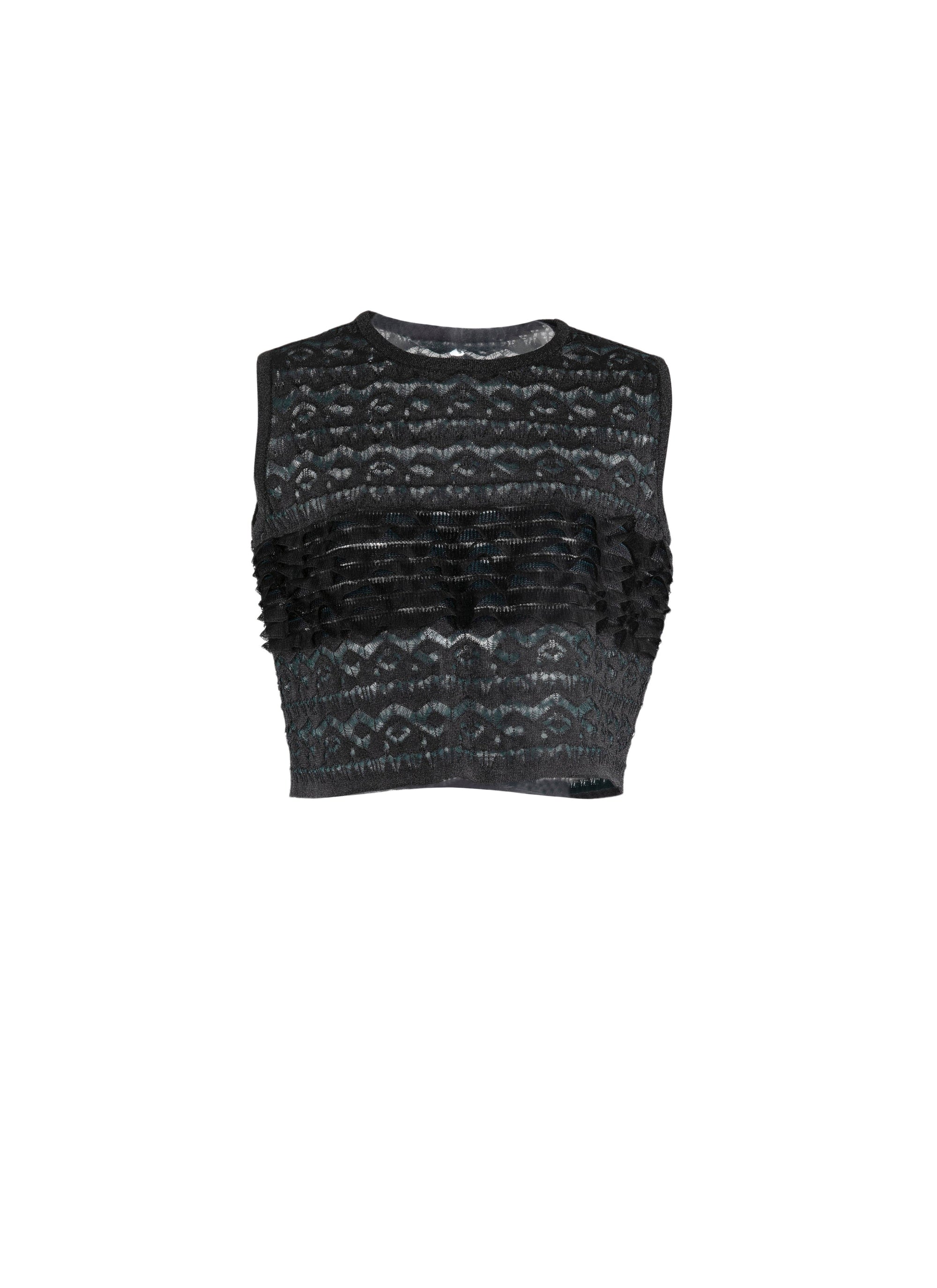 Ruffled sleeveless top - Black & Blue
