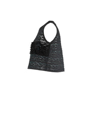 Sleeveless silk blend ruffled top - Black & Blue