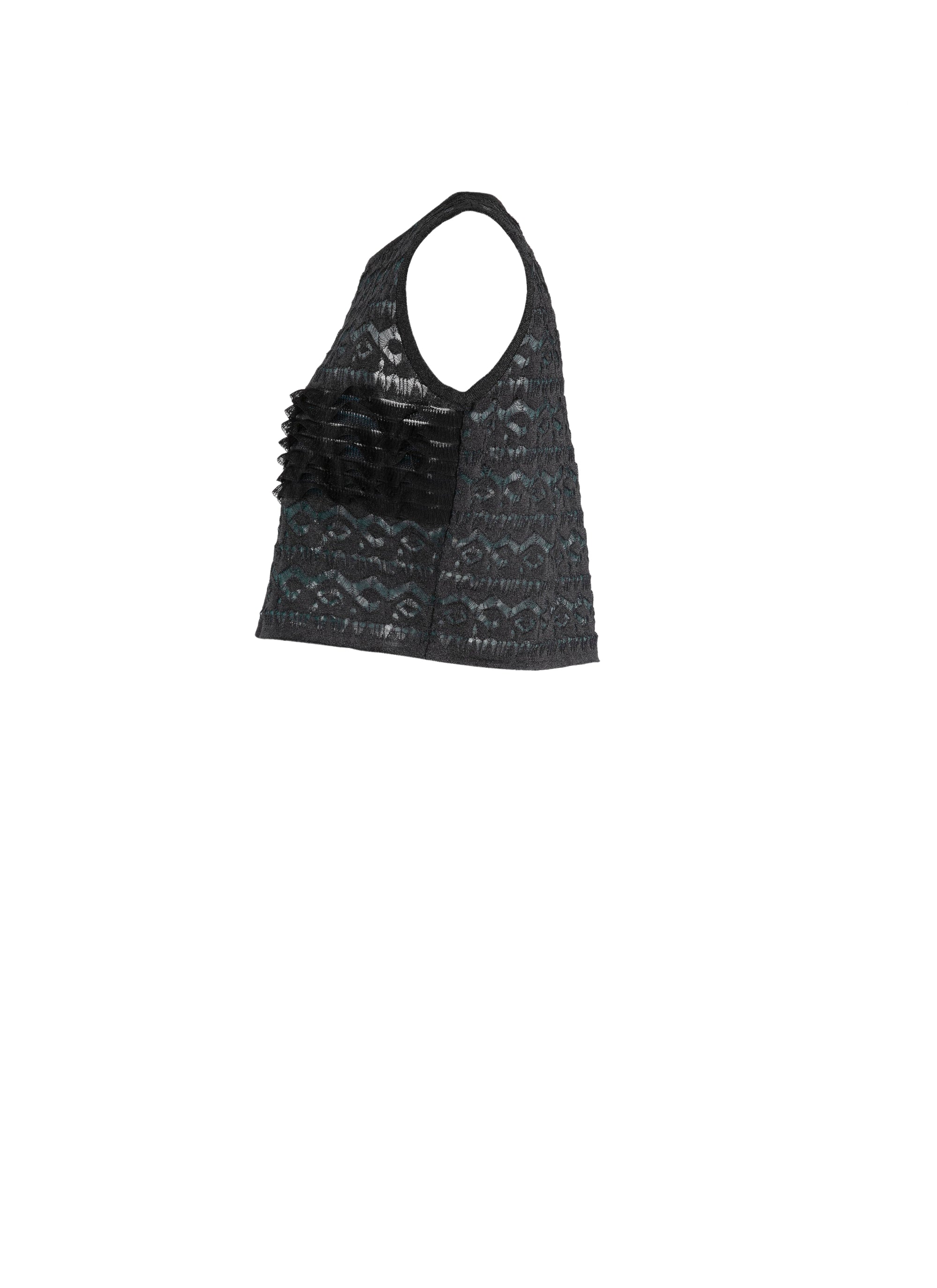 Sleeveless silk blend ruffled top - Black & Blue