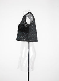 Ruffled sleeveless top - Black & Blue