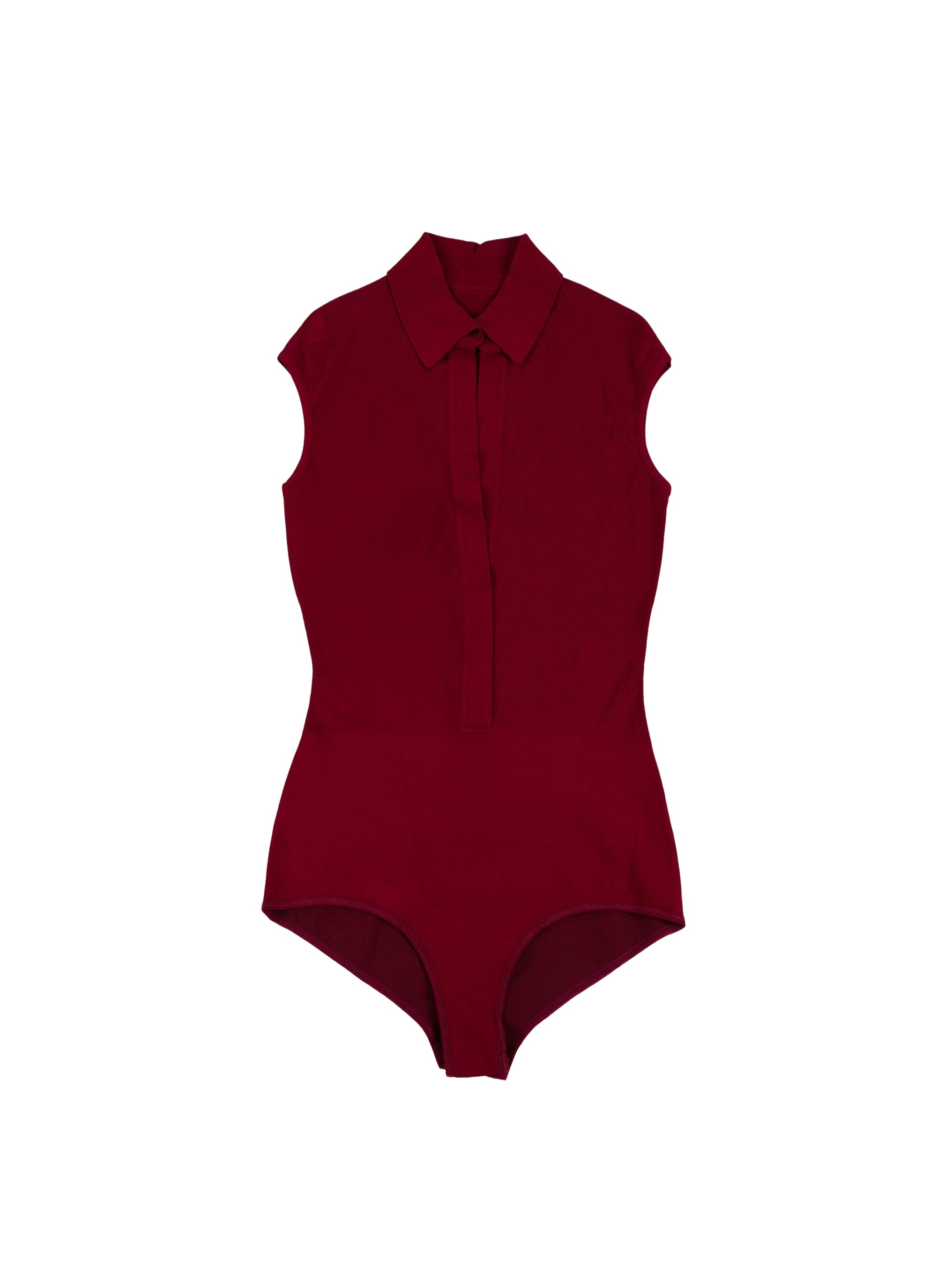 Body sans manches col chemise avec fente - Magenta