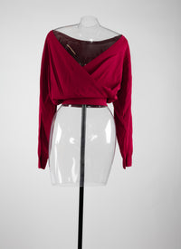 Pull à manches chauve-souris Iconique en maille - Magenta