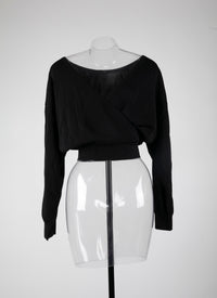 Pull à manches chauve-souris Iconique en maille - Noir