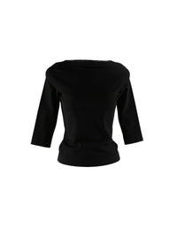Top ajusté à manches trois-quarts - Noir