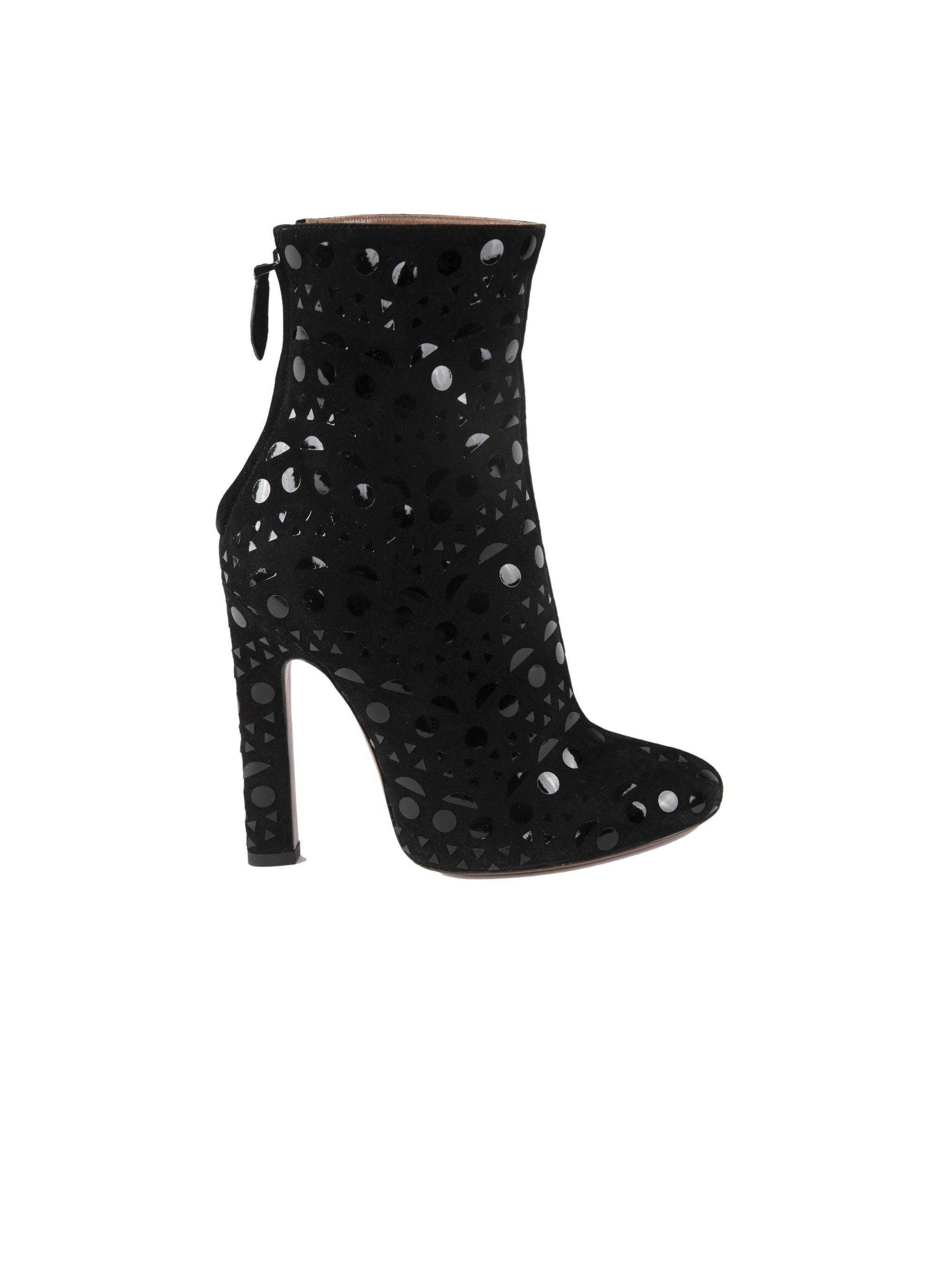 Patent leather 115 platform boots - Black & Black