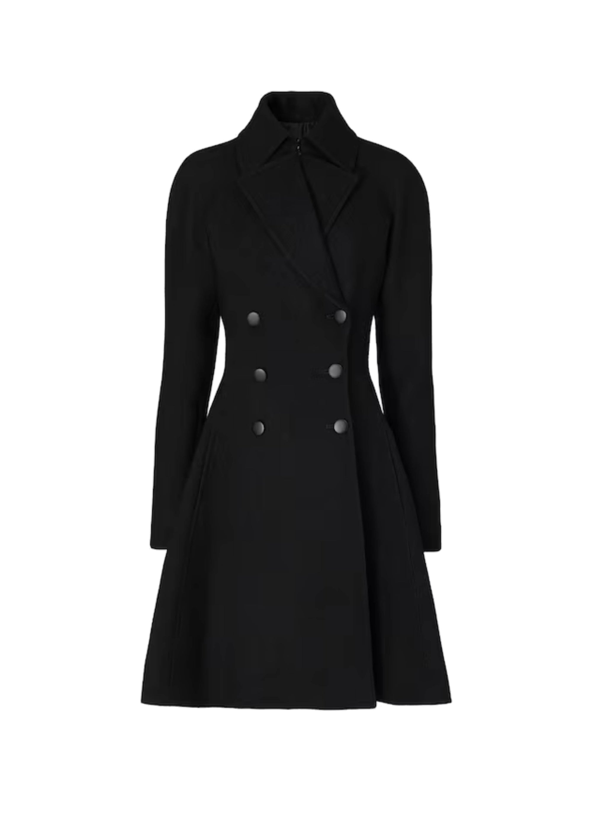 Flared coat in wool - Black