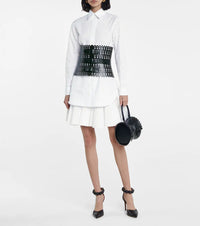 Chemise cintrée et plissée en popeline japonaise - Blanc