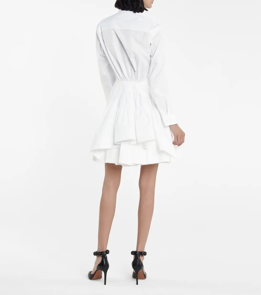 Chemise cintrée et plissée en popeline japonaise - Blanc Neige