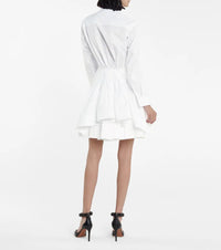 Chemise cintrée et plissée en popeline japonaise - Blanc