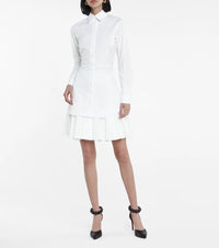 Chemise cintrée et plissée en popeline japonaise - Blanc Neige