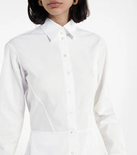 Chemise cintrée et plissée en popeline japonaise - Blanc