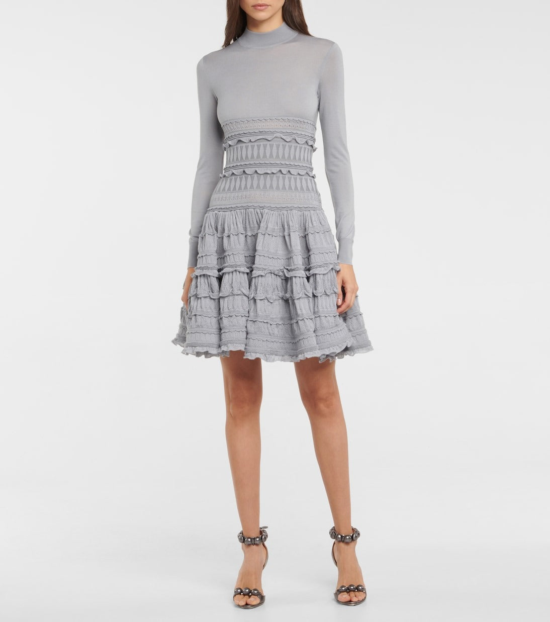 Robe crinoline courte en laine - Gris