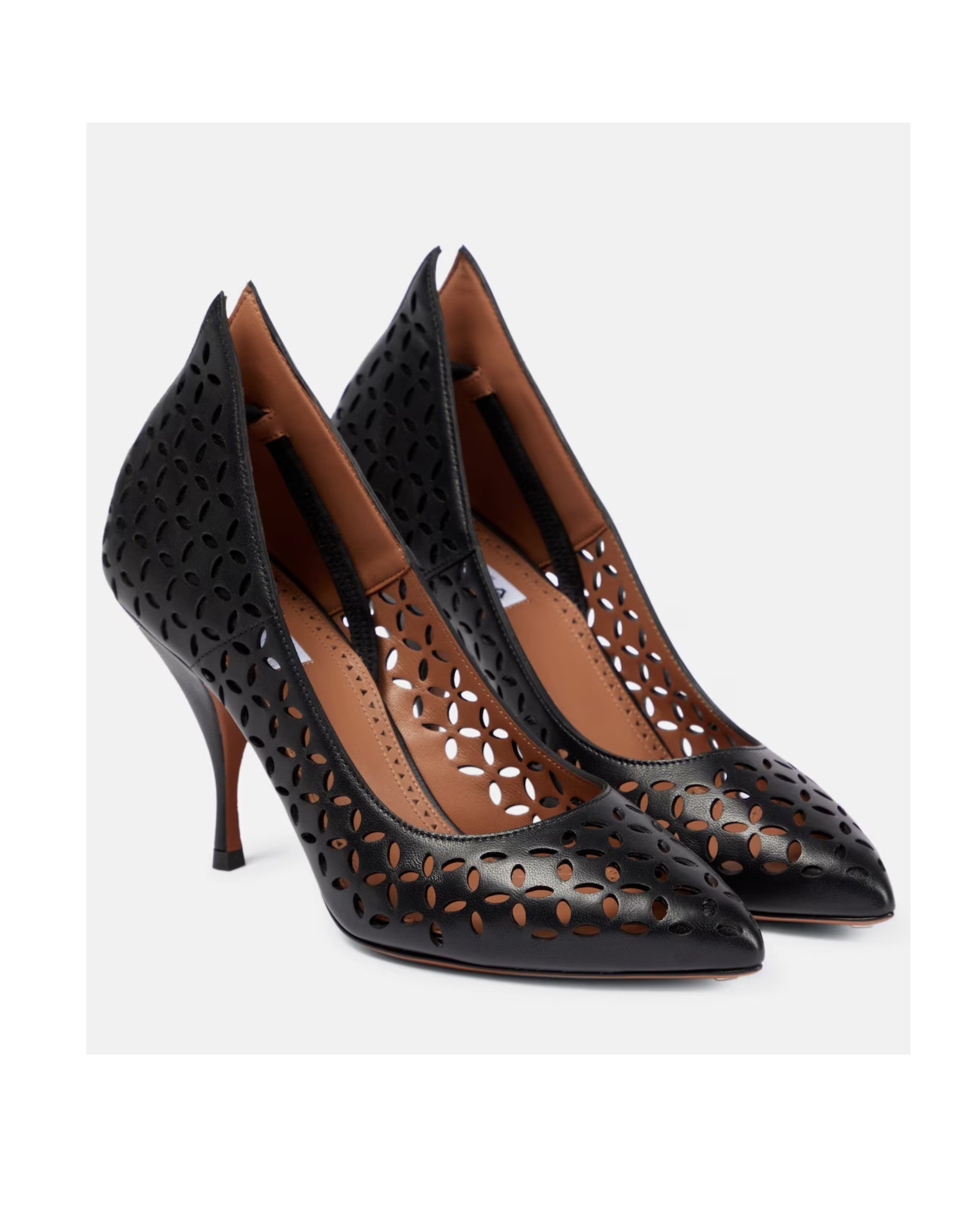 90 openwork leather court shoes - Black intense