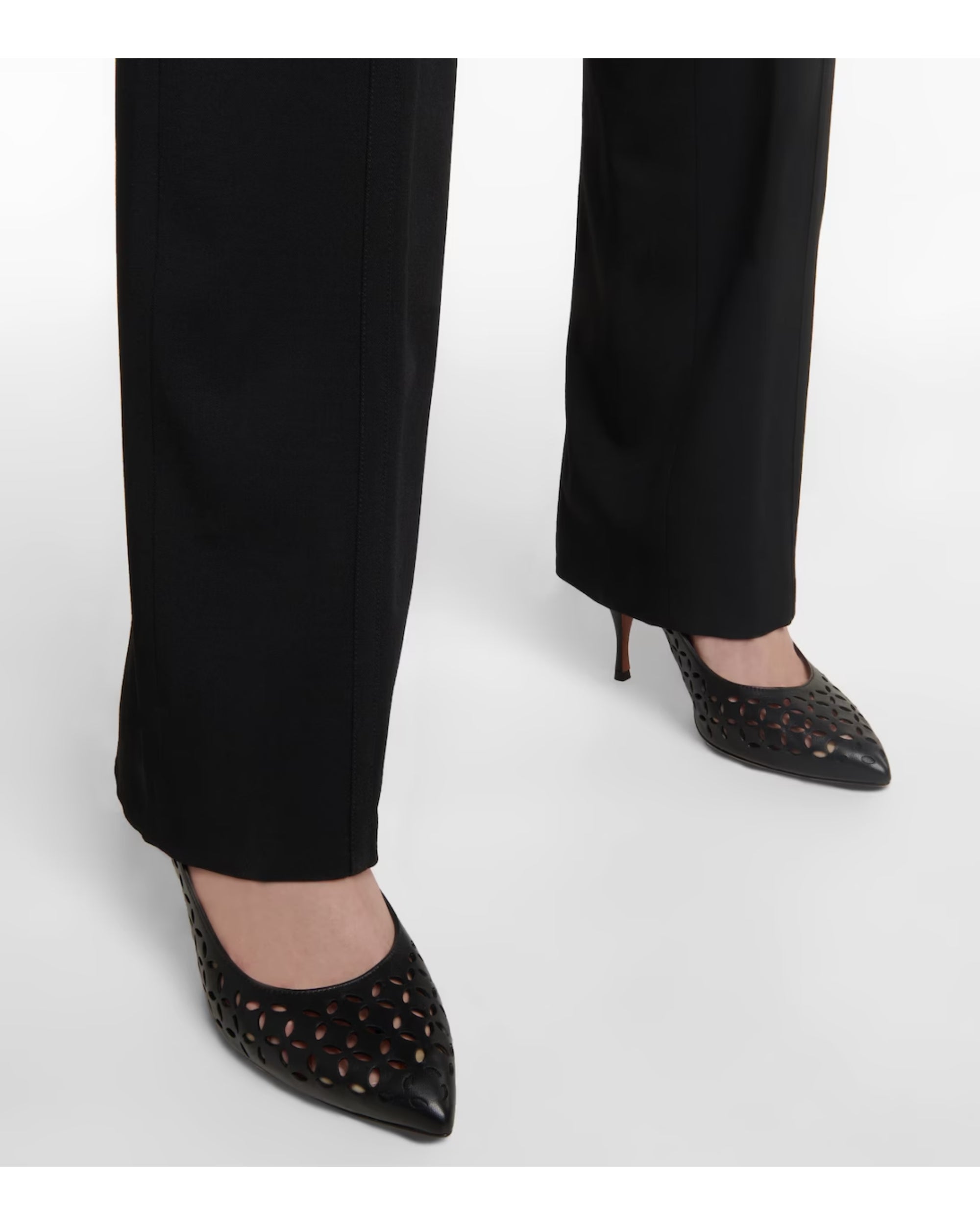90 openwork leather court shoes - Black intense