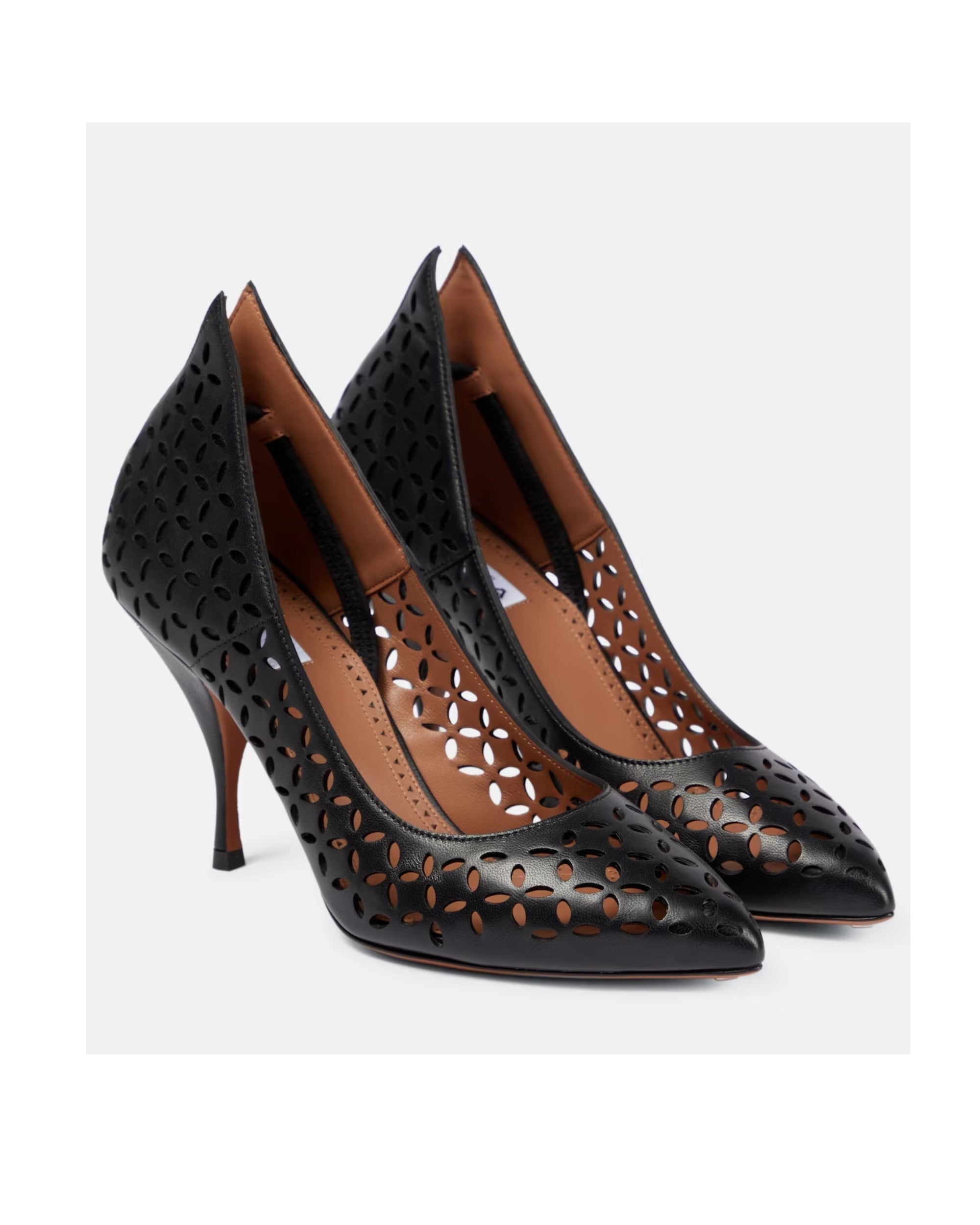 Escarpins 90 in perforated leather - Black