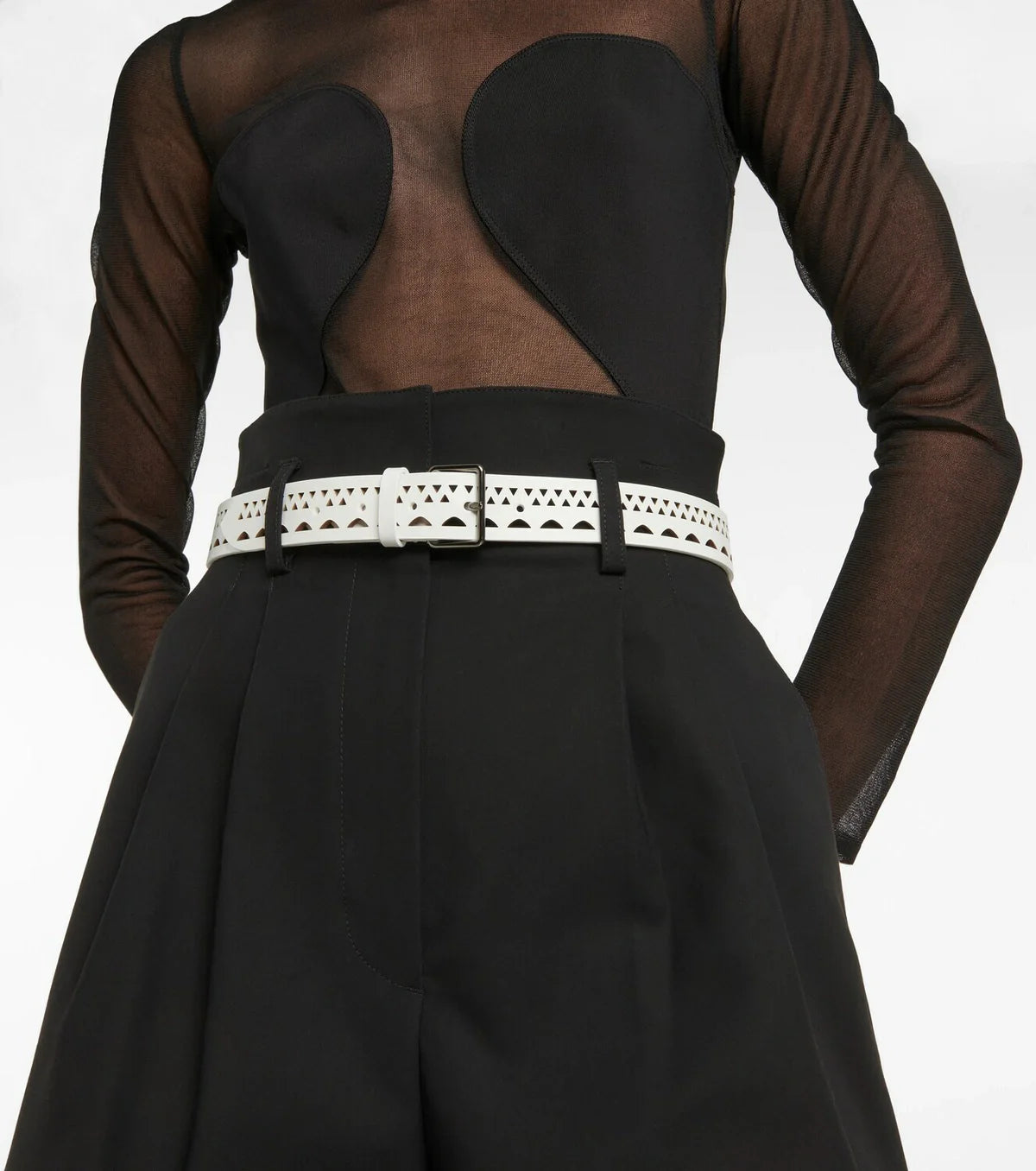 Ceinture fine boucle en cuir - Sable