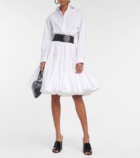 Chemise ceinturée en popeline de coton - Blanc