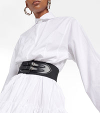 Chemise ceinturée en popeline de coton - Blanc
