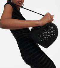 Sac Le Cœur en cuir et cristal - Noir