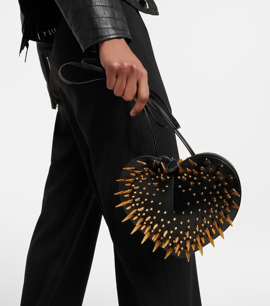Sac clouté Le Cœur en cuir - Noir