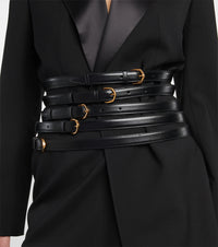 Ceinture multi boucles en cuir - Noir