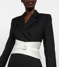 Perforated Leather Strapless Belt - Optic White