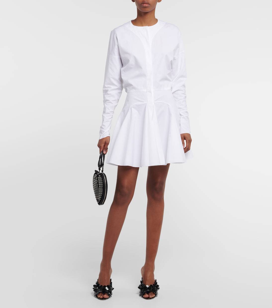 Robe patineuse en popeline de coton - Blanc