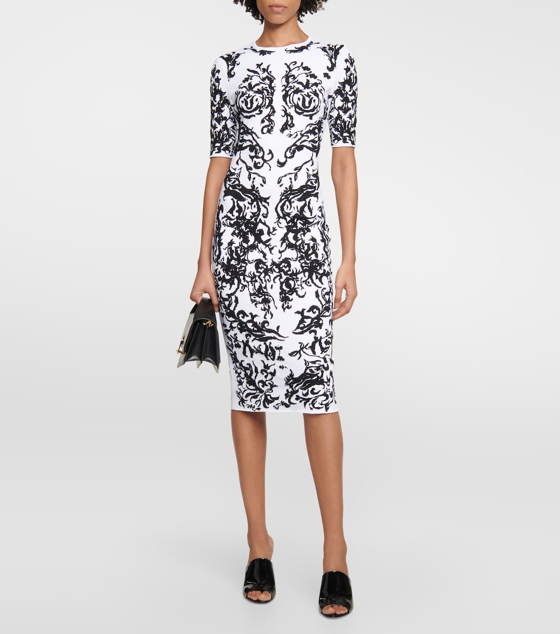 Robe Calli en jacquard calligraphie - Blanc & Noir