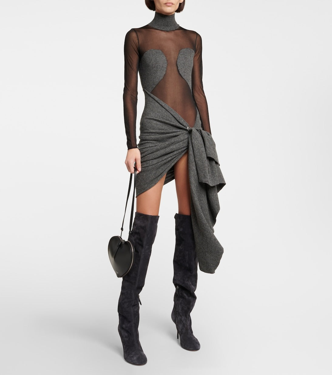Fitted dress in wool - Heather grey