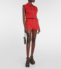 Eyelet denim jacket - Red Alaïa