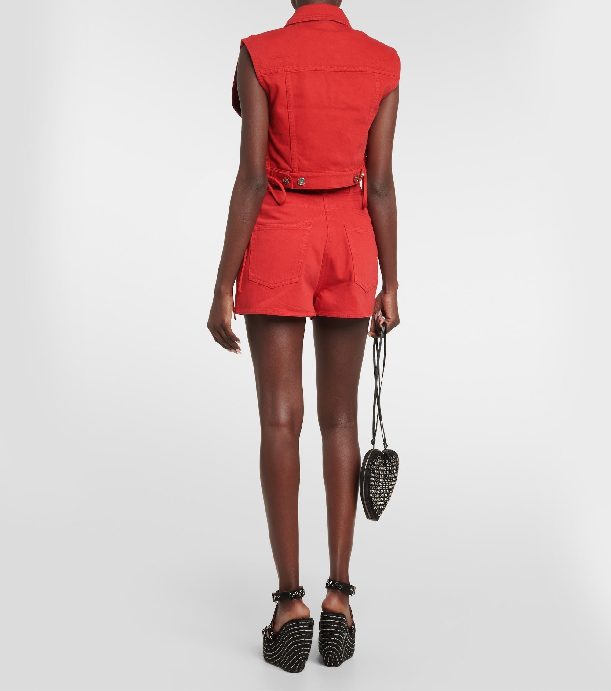 Eyelet denim jacket - Red Alaïa