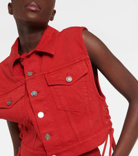 Eyelet denim jacket - Red Alaïa