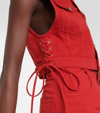Eyelet denim jacket - Red Alaïa
