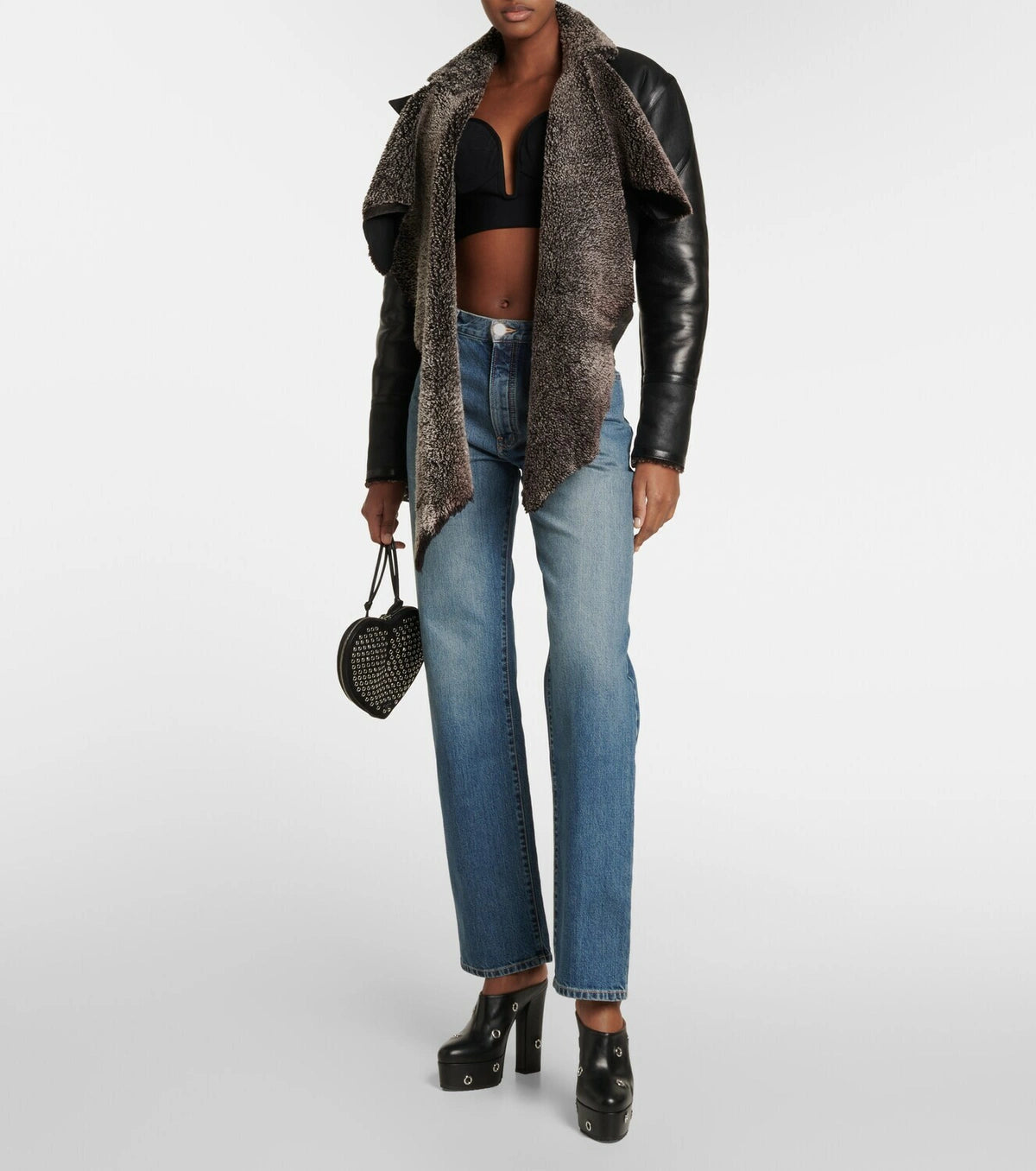 Leather Aviator Jacket - Copper Black