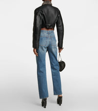Leather Aviator Jacket - Copper Black
