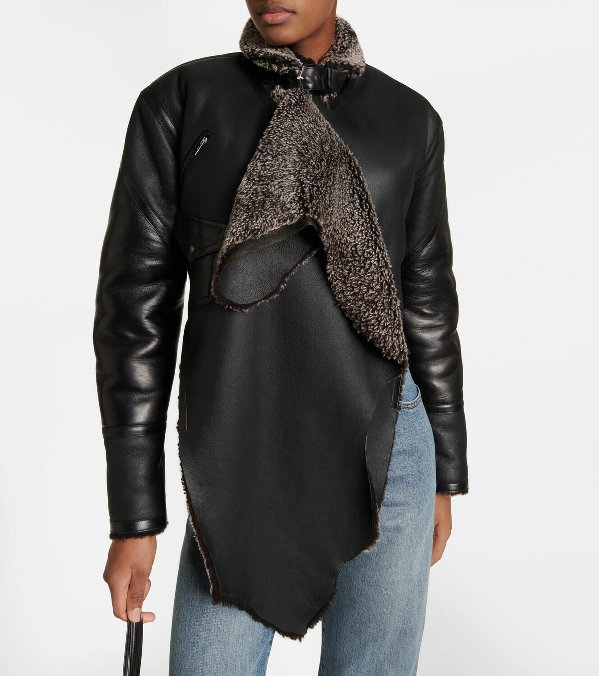 Leather Aviator Jacket - Copper Black