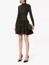 Robe ajustée en laine - Noir & Or