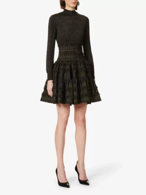 Robe ajustée en laine - Noir & Or