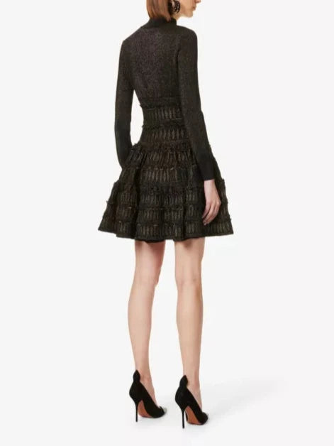 Robe ajustée en laine - Noir & Or